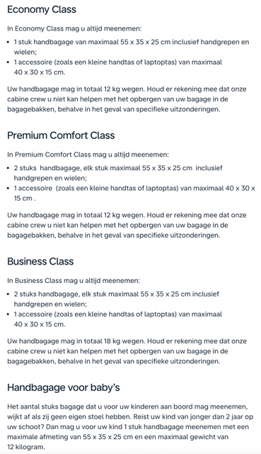 KLM Handbagage Regels